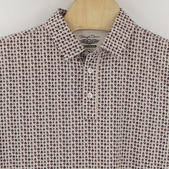 Straight‎ Down Performance Men's Large Polo Shirt Playing Card Suit Print - Picture 1 of 6